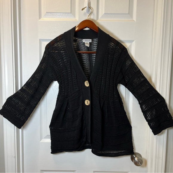 J’Envie New York women Black Sweater Cardigan with Button Detail size medium - Picture 1 of 11